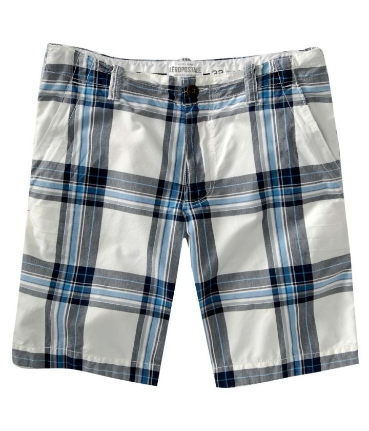 AEROPOSTALE NWT Mens 100% Cotton Plaid Flat Front Shorts Sizes 34 and 
