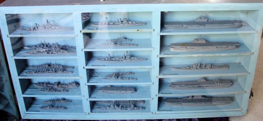 WWII Navy Spotter Recognition Miniature U.S. Ships Models + Case By 