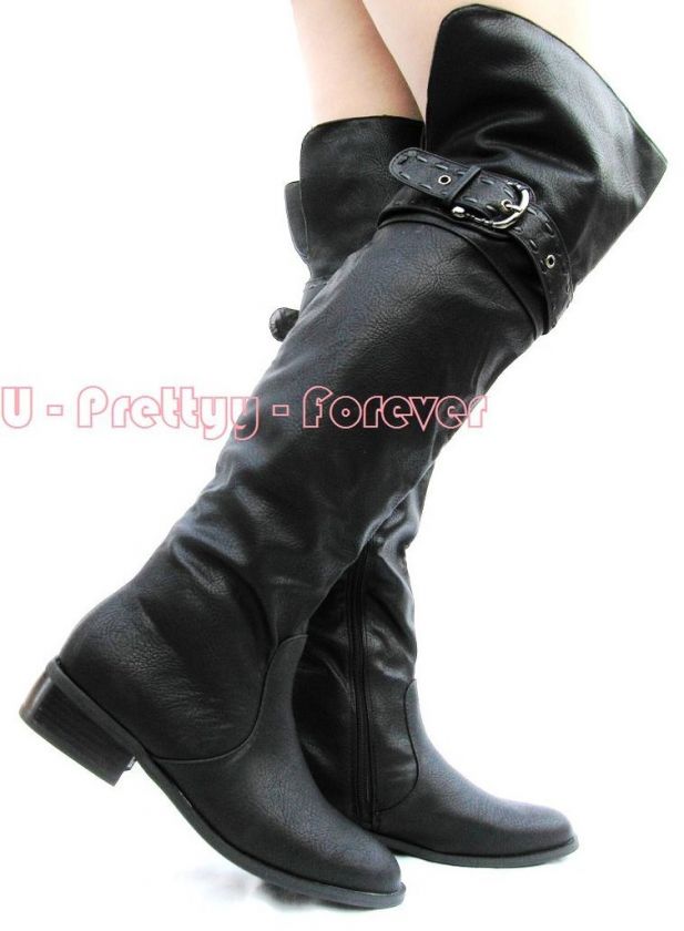 Women Casual Flat Shoes Over The Knee Thigh High Boots  