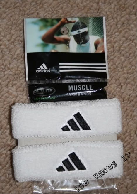 BRAND NEW WHITE ADIDAS BICEP BANDS ARMBANDS BASKETBALL DMC  