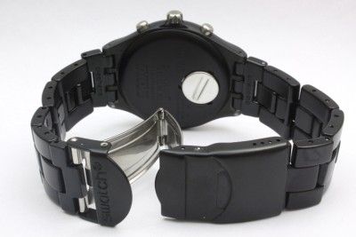 New Swatch Irony Full Blooded Smoky Black Chronograph Date Watch 43mm 
