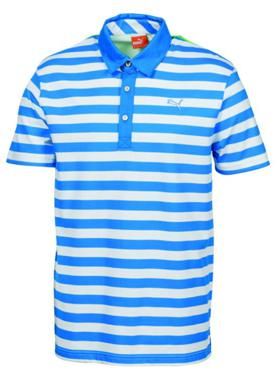 Puma Golf Roadmap Stripe Polo Shirt Mens Blue/White  