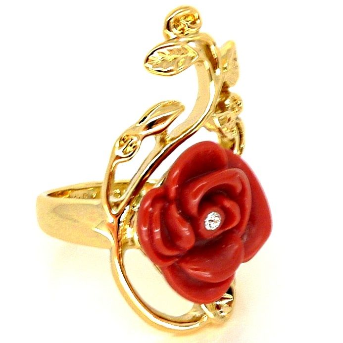 Disney Couture Snow White Gold & Red Rose Ring  