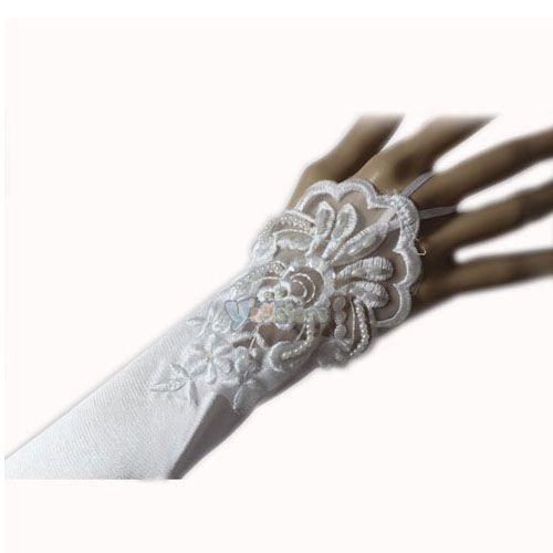 12 White Fingerless Bridal Wedding Dress Satin Gloves  