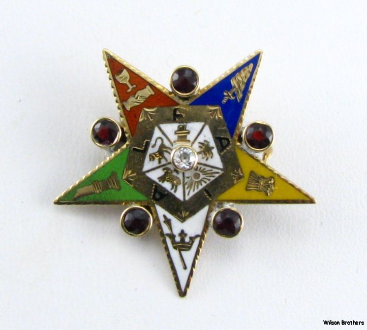Order Eastern Star OES 14k Yellow Gold Large Badge PIN  