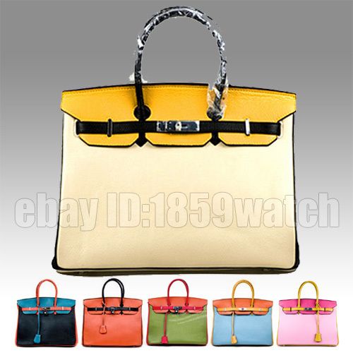   genuine leather mixed colors Silvers lock bag woman handbag W802