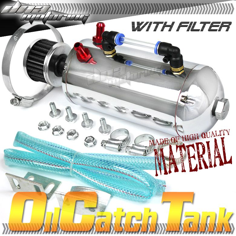 POLISHED BREATHER GREEN AIR FILTER OIL CATCH TANK/CAN 750ML ENGINE 