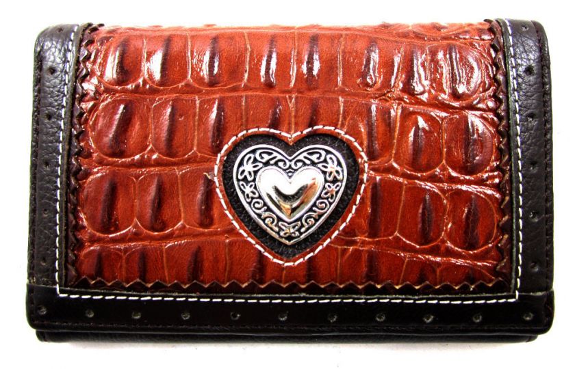 Western Heart Genuine Leather Half size Wallet Cognac  