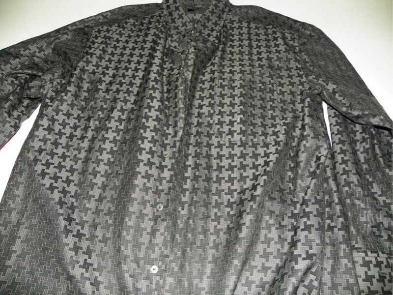 Zanella Italy Dress Shirt XXL 2XL 18 X 36 / 37 Gray Black Pattern 