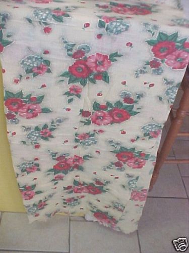 FABRIC, VINTAGE TEXTURED FLORAL, YELLOWS AND REDS 40S  