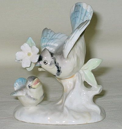 Vintage Japan Ceramic Blue Jay Figurine  