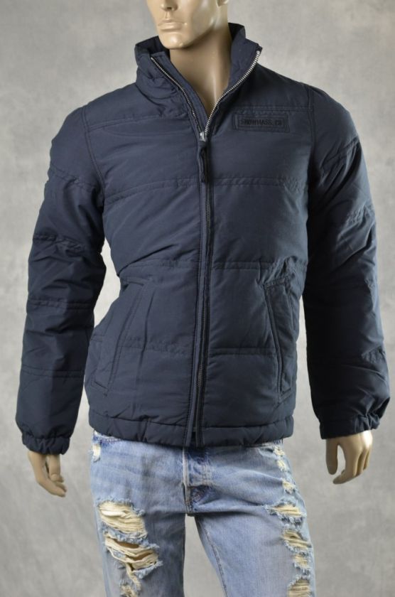 NEW HOLLISTER Mens Coats NEW Down Navy Puffer Warm Coat Jacket Sz M L 
