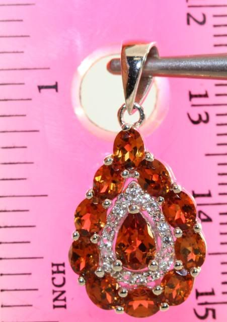 sterling silver citrine sapphire pendant vintage 2.7g  