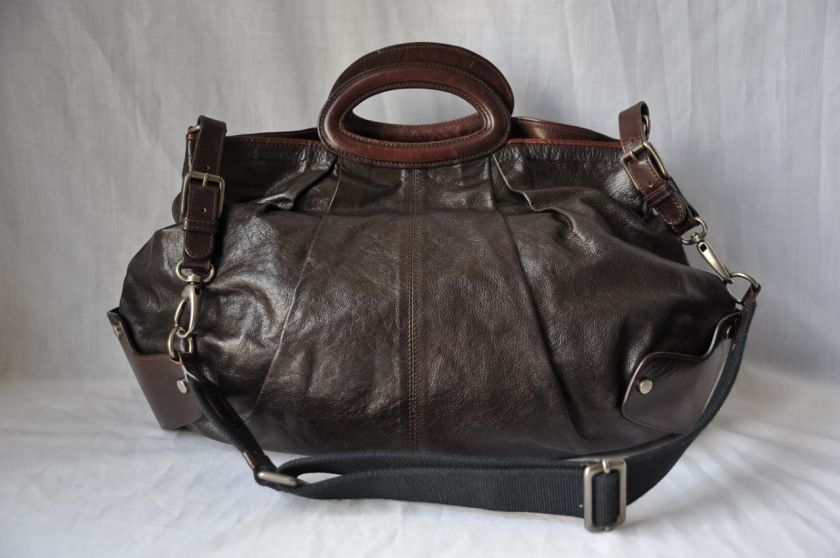 MARNI Dark Brown*BALLOON BAG*Leather Handbag Purse+Messenger Strap 