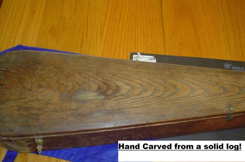 1700s Vintage Violin Case.HAND CARVED from Pine log.Hand Tooled 