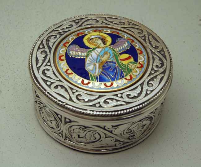 Word Class Enameled Host Box (pyx) + chalice +  