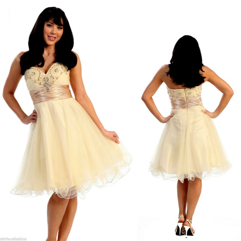 Short Strapless Prom Bridesmaid Formal Dress XS S M L XL 1XL 2XL 3XL 