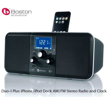 Boston Acoustics Duo I Plus iPhone/iPod Dock AM/FM Stereo Radio Alarm 